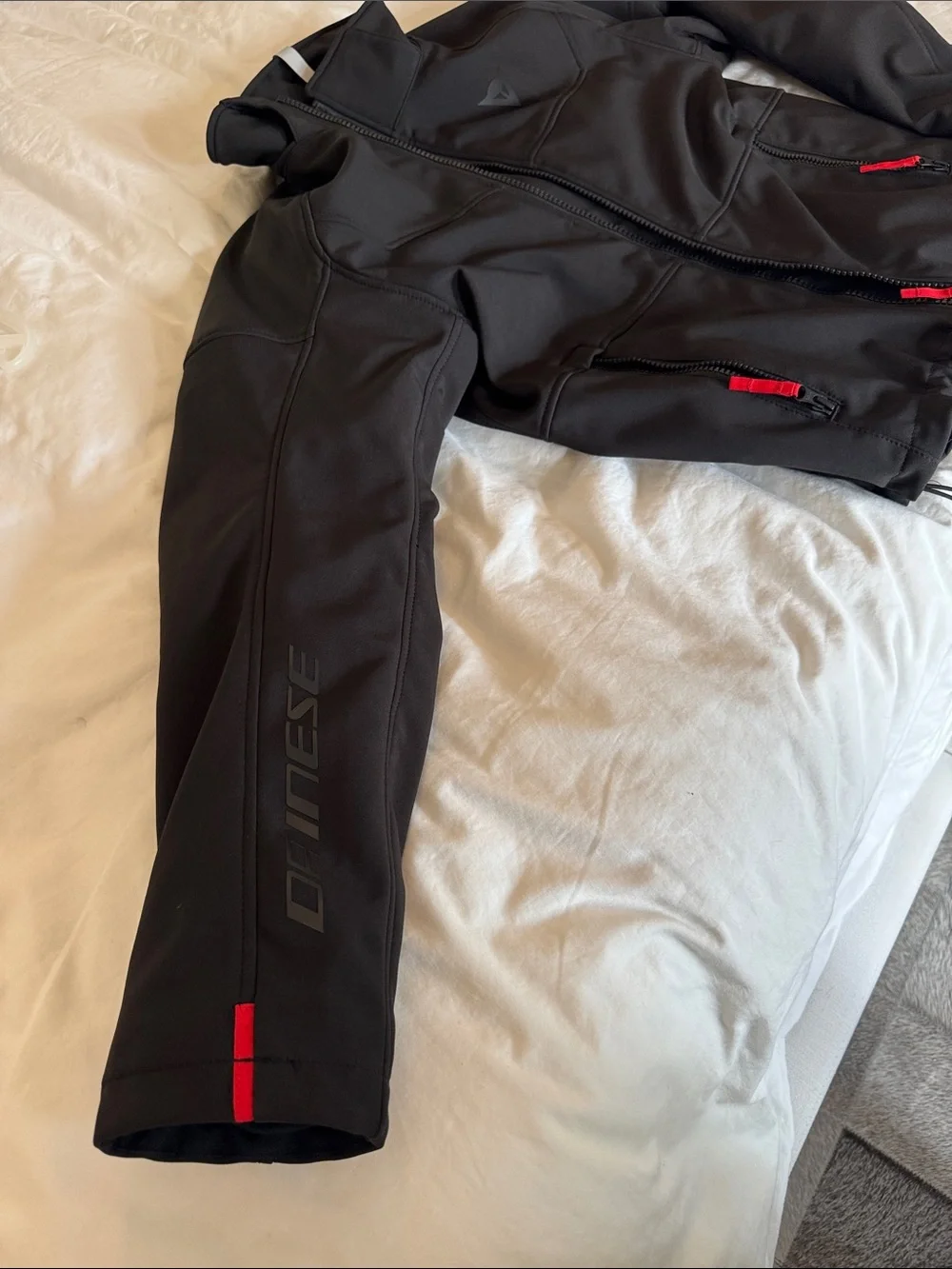 Men's Dainese Black motorcycle  Jacket with Red Zip Accents